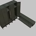 Metal Storage Lockers With Multiple Units Open Doors And Side Bench For Storage
