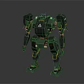 Mechanical Mech Robot 3D Model With Dark Green Armor And Black Joints Structure 3d model