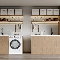 Modern Wooden Bathroom Vanity Cabinet With Sink Faucet And Storage Shelves