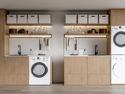 Modern Wooden Bathroom Vanity Cabinet With Sink Faucet And Storage Shelves 3d model