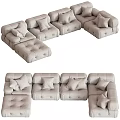 Modular Light Gray Tufted Sectional Sofa Set With Plush Cushions And Modern Design 3d model