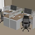 Modern Office Cubicles With Computer Desks Ergonomic Chairs And Potted Plants
