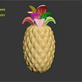 Golden Pineapple Shaped Glass Decorative Piece With Diamond Cut Texture And Reflection