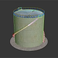 Cylindrical Industrial Tank With Spiral Staircase Top Platform Railing And Base