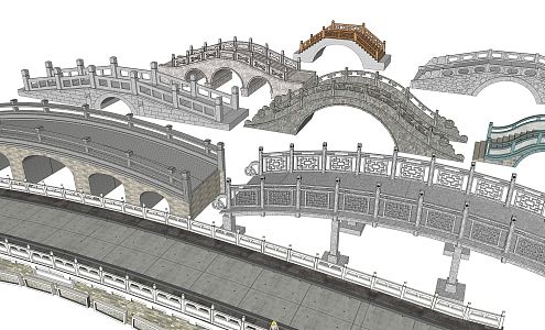 Chinese style bridge stone bridge landscape bridge arch bridge 3d model