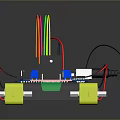 Computer Electronic Components With Circuit Board Battery Motor And Colored Wires 3d model