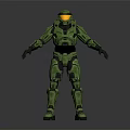 Green Armored Sci Fi Warrior Character In Combat Suit With Helmet 3d model
