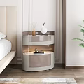 Modern Bedside Table With Marble Top Drawers Dried Flowers And Magazine
