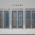 Public Facility Stainless Steel Work Clothes Disinfection Cabinets With Glass Doors And Blue Uniforms