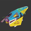 Modern Colorful Aerospace Spacecraft Design With Blue Yellow Gray Structure And Advanced Components