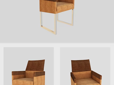 Modern Brown Lounge Chair With Armrests Soft Upholstery And Metal Legs Design 3d model