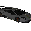 Gray Sports Car Exterior With Black Rear Spoiler Colorful Side Stripes And Black Roof