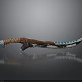 Traditional Handcrafted Decorative Knife With Woven Red Handle And Patterned Blade