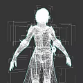 White Haired Woman in Black Armor Silver Accents Brown Belt Dagger Long Robe Gray Background