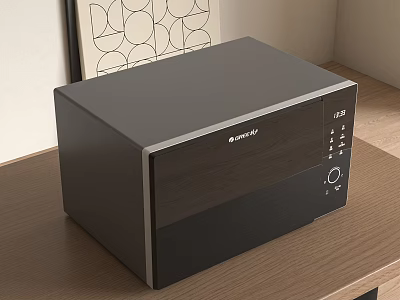Black Galanz Microwave Oven On Wooden Countertop With Digital Display And Control Panel For Kitchen 3d model