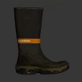 Dark Brown Tall Rain Boots With Orange Strap For Daily Use