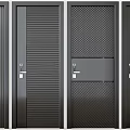 Modern Hinged Doors with Vertical Stripes Mesh Panels and Dark Metal Finish