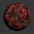 Decorative Red And Green Marbled Sphere With Polished Surface Design