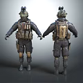 Tactical Military Figure Model With Front Back View And Detailed Gear