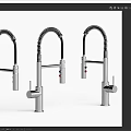 Three Different Modern Kitchen Faucets with Stainless Steel Body and Flexible Hose