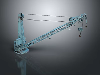 Industrial Heavy Duty Crane With Metal Boom Structure Hook And Base 3d model