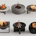 Outdoor Fireplace Stove Encircled Stove Firepot Bonfire Combination 3d model