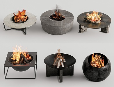 Outdoor Fireplace Stove Encircled Stove Firepot Bonfire Combination 3d model