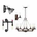 Industrial Lighting Combinations With Wall Sconces Chandelier And Metal Pipe Fixtures
