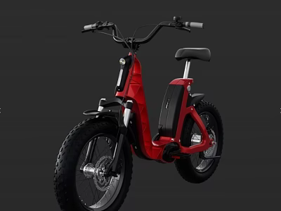 Red Electric Motorcycle With Modern Design Large Black Tires Black Seat And Handlebars 3d model