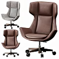 Modern Office Chairs With Gray And Brown Leather Upholstery Stylish Swivel Wheels Design
