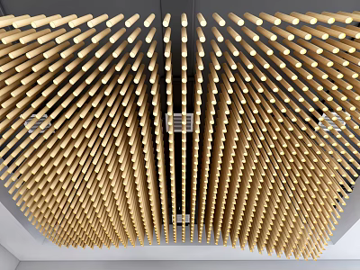 Modern Golden Strips Ceiling Design With Stylish Decorative Pattern For Interior 3d model