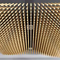 Modern Golden Strips Ceiling Design With Stylish Decorative Pattern For Interior
