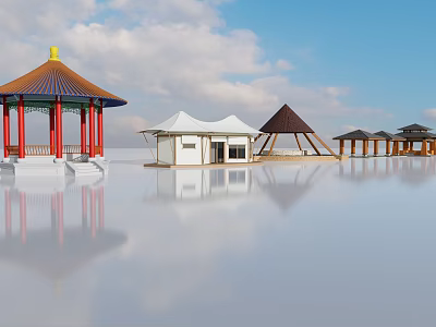 Tent pavilion Southeast Asian style hot spring pavilion 3d model