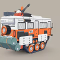 Cartoon Tank Orange And White With Tracks And Cannon Stylish Design And Fun Details