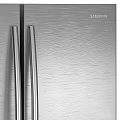 Modern Stainless Steel Refrigerator with Ice and Water Dispenser and Bottom Freezer Drawers