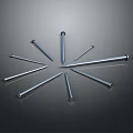 Hardware Tools Display Radially Arranged Metal Nails On Dark Background 3d model