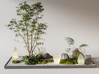Courtyard sketch indoor landscape plant combination plant pile micro landscape 3d model