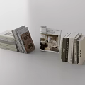 Stacked Books And Open Magazines With Interior Design Layouts And Varied Covers