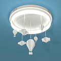 Modern White Glowing Ceiling Light With Decorative Hot Air Balloon And Cloud Pendants 3d model