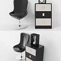 Modern Interior Design With Entryway Cabinet And Side Cabinet Drawers Table Lamp Clock Black Chairs
