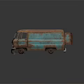 Old Rusted Turquoise Van Exterior With Classic Design And Weathered Look