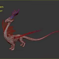 Detailed Winged Dragon Sculpture With Blue Purple Accents Light Body Red Wings And Long Tail