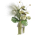 White Vase With Monstera Leaves Pampas Grass And Trailing Greenery Arrangement