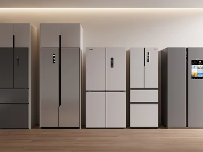 Contemporary Refrigerators and Freezers Collection Featuring Multiple Door Types and Colors 3d model