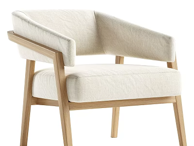 Single Sofa Modern Minimalist Design With Beige Fabric And Wooden Frame 3d model