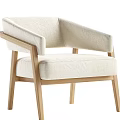 Single Sofa Modern Minimalist Design With Beige Fabric And Wooden Frame
