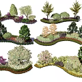Beautiful Flower Plants And Shrubs In Natural Landscape Design With Colorful Blooms