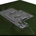 Modern Large-Scale Industrial Plant with Buildings Machinery Pipes and Green Areas