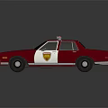 Red Vintage Fire Rescue Vehicle With Roof Emergency Lights And Side Emblem