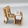 Modern Children's Chair Integrated Table and Chair 3d model